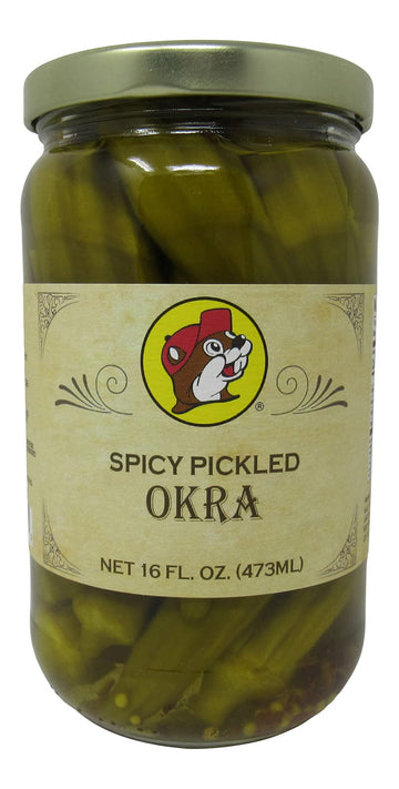 Buc-ee's Spicy Pickled Okra in a Resealable Jar, Gluten Free, No High Fructose Corn Syrup, 16 Fl. Ounces