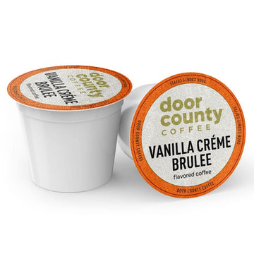 Door County Coffee - Vanilla Creme Brulee, Vanilla And Cream Flavored Ground Coffee - Medium Roast, Single Serve Cups - 10 Count