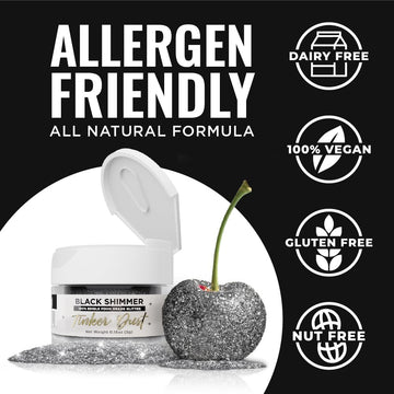 Bakell - Black Shimmer Tinker Dust (5G, 1X Jar) Edible Glitter For Food, Desserts, And Beverages!