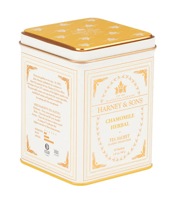 Harney & Sons Chamomile Herbal Tea, Classic Tin, 20 Sachets, White