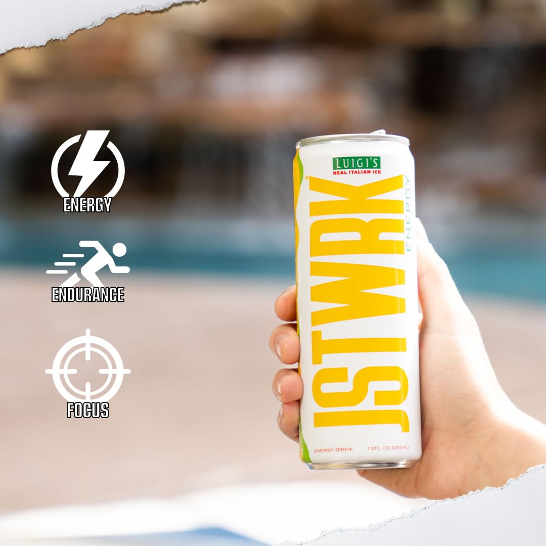 JST WRK Energy Drink - Sugar-Free, Zero Calories, 200mg Caffeine - 12-Pack, 12 Fl Oz - Lemon Flavor