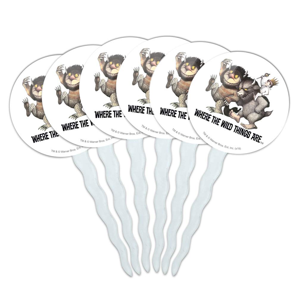 GRAPHICS & MORE Cupcake Picks Set of 6, Acrylic, Multi Color, Where the Wild Things Are Theme