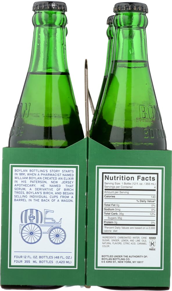 Boylan Pure Cane Sugar Soda, Ginger Ale, 12 Fl Oz Glass Bottles, Pack of 12