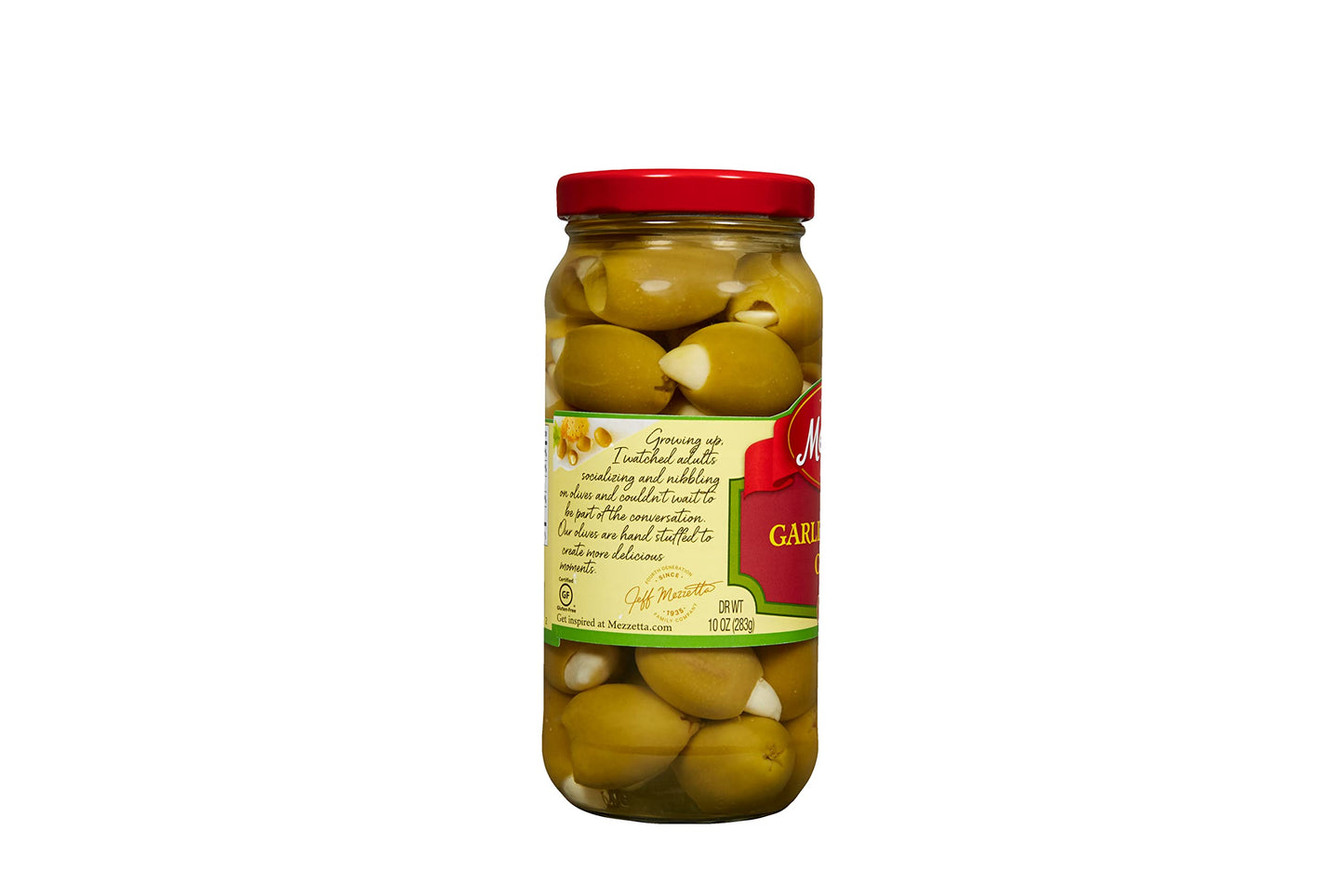 Mezzetta Garlic Stuffed Olives - Greek Green Olives with Fresh Garlic from California - Savory Flavor for Grilled Steak and Appe