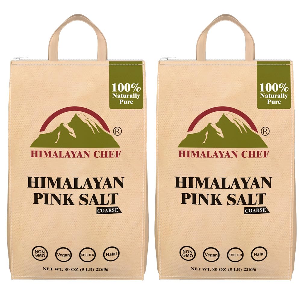 Himalayan Chef Pink Himalayan Salt, 10 lbs (2 x 5 lbs Bags), Coarse Grain Pure, 100% Natural Gourmet Salt, Perfect for Cooking, 