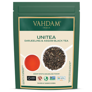 VAHDAM UNITEA Black Tea Leaves, Blend of Darjeeling & Assam, 12oz, Loose Leaf, Vacuum Sealed Pack