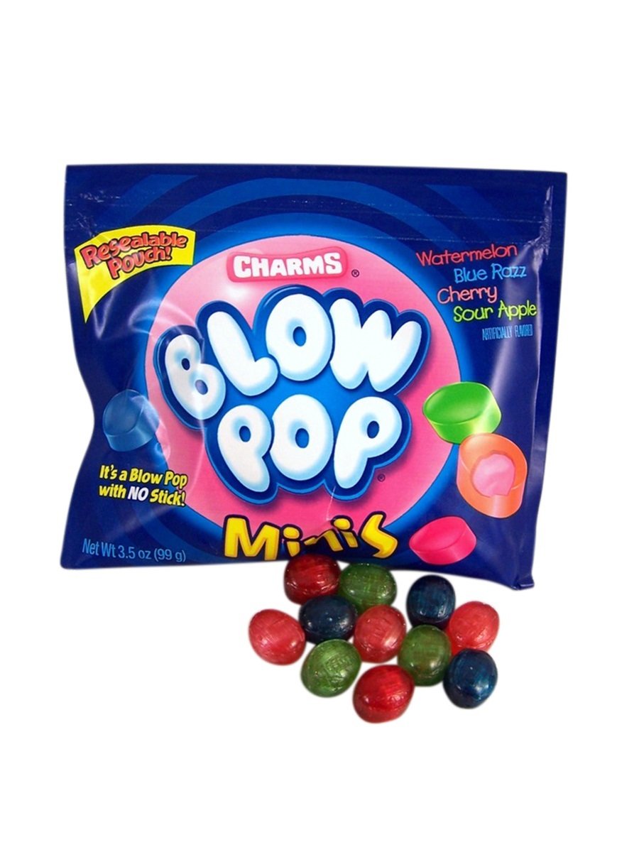 Charms Blow Pops Minis Candy, 3.5 Oz Resealable Pouch, Case Of 12
