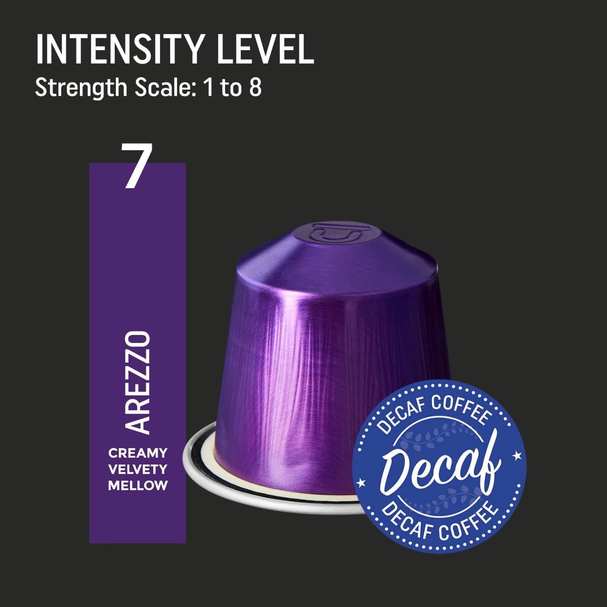 REAL COFFEE Decaf Arezzo Dark Roast Coffee compact pieces | 100 Count | Compatible with Nespresso