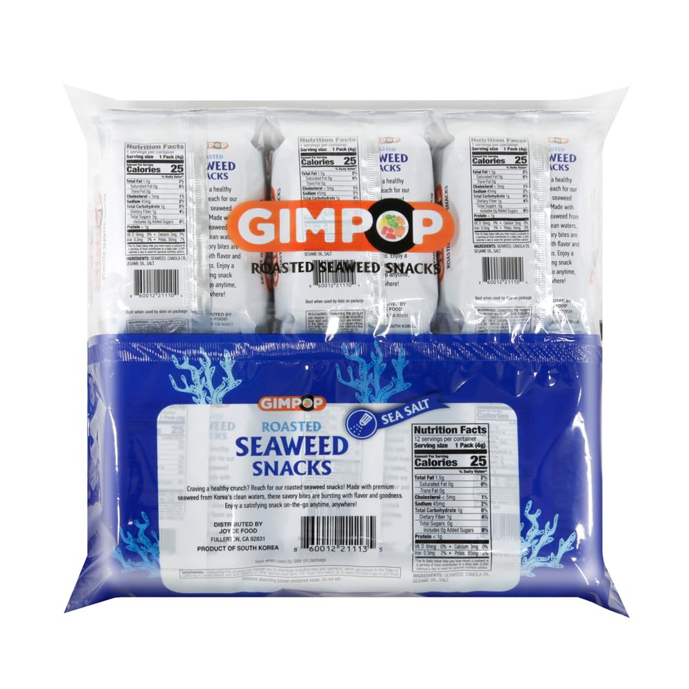 Gim Pop Sea Salt Roasted Sea  Snacks - Healthy Crunchy Snack, 0.01 Ounce (Pack of 12)
