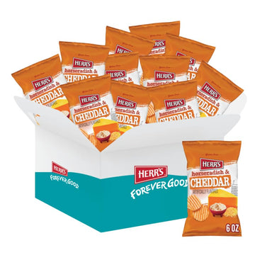 Herrs Potato Chips, Horseradish And Cheddar Flavor, Gluten Free Snacks, 6Oz Bag (12 Count)