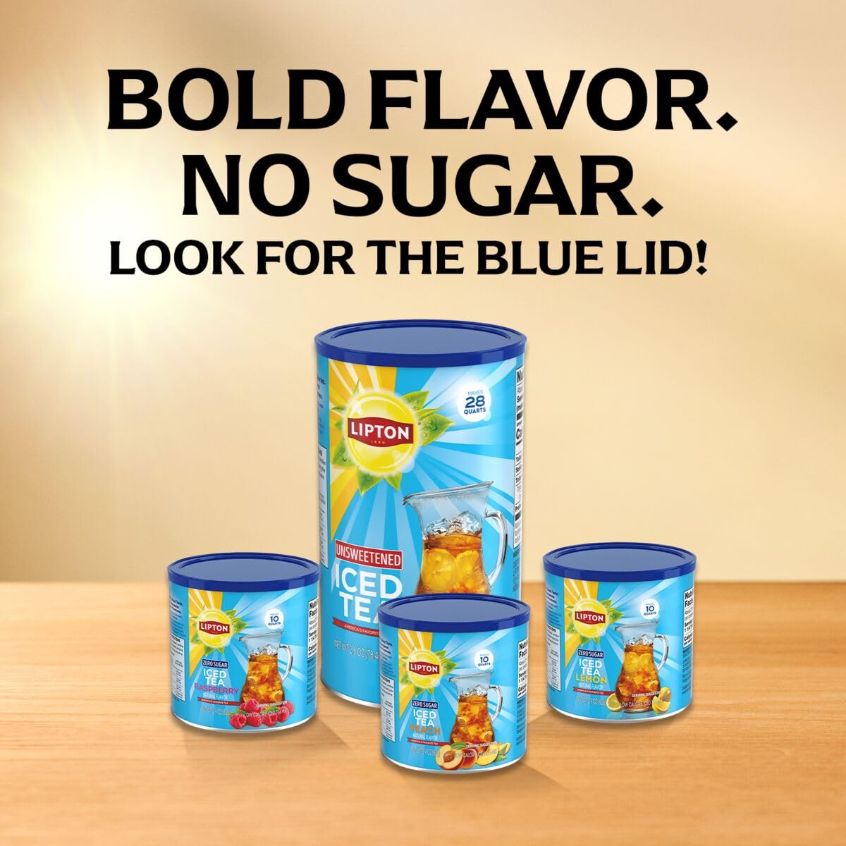Lipton Zero Sugar Iced Tea Mix  Raspberry Flavor Black Iced Tea  Makes 10 Quarts (Pack of 6)