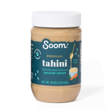 Soom Foods Ground Premium Sesame Tahini Paste 16oz (1 Pack) | Silky Smooth Texture in Hummus, Dips, Dressings | Vegan, Nut-Free,