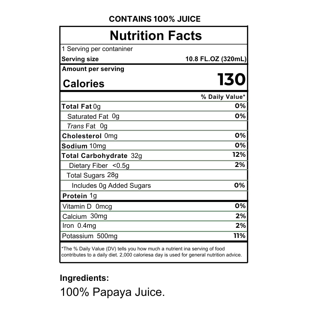 Namai 100% All Natural Pure Papaya Juice, No Added Sugar, 10.79 Fl Oz, Pack of 24