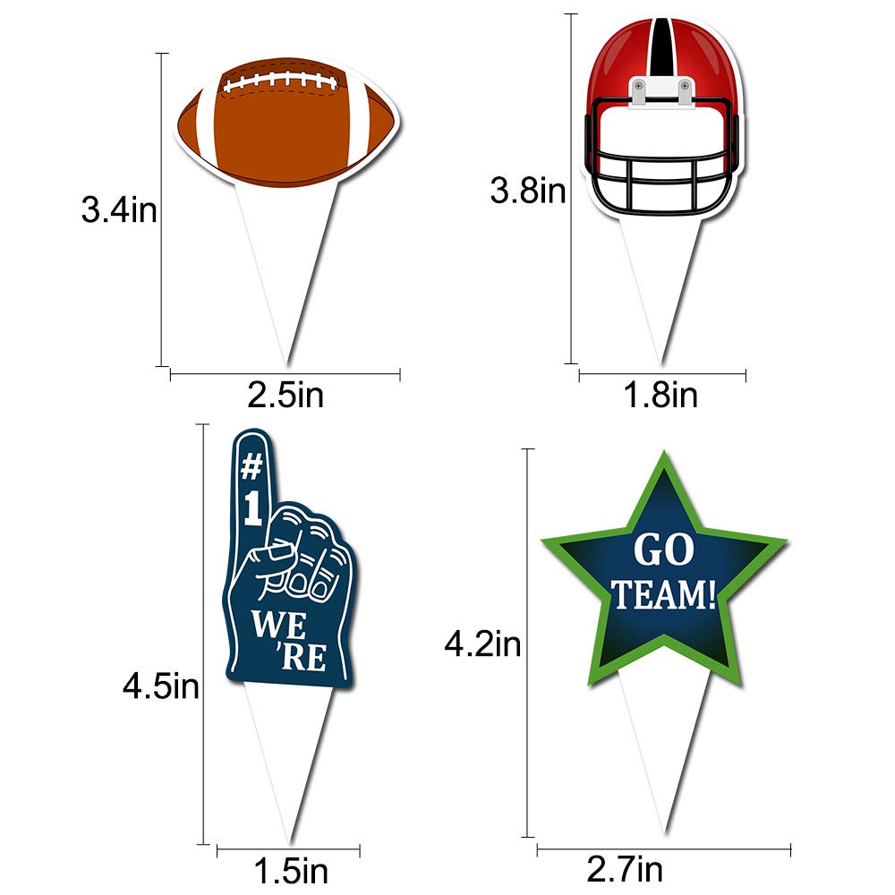 48Pcs Football Cupcake Topper Wrapper Party Supplies Decoration Sports Game Day Super Bowl Sunday