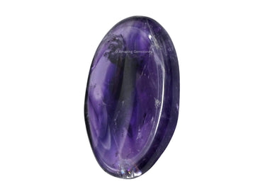 Amethyst Thumb Worry Rubbing Stone For Anxiety Healing ~ Oval Cabochon Stone ~ Easy To Carry Natural Crystal Pocket Palm Stone