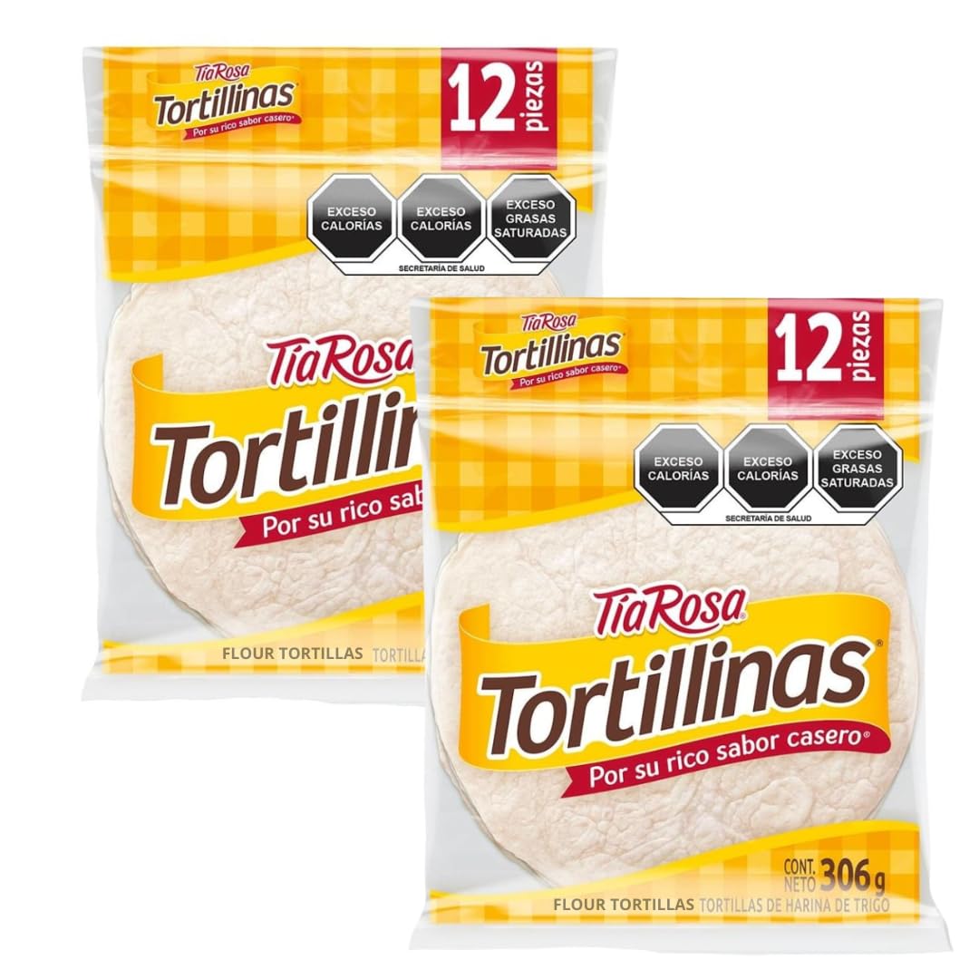 2 Pack (12 Tortillas Each) - Tortillinas Tia Rosa Flour Tortillas 22 count. imported Mexican Tortillas - Tortillas de Harina Mex
