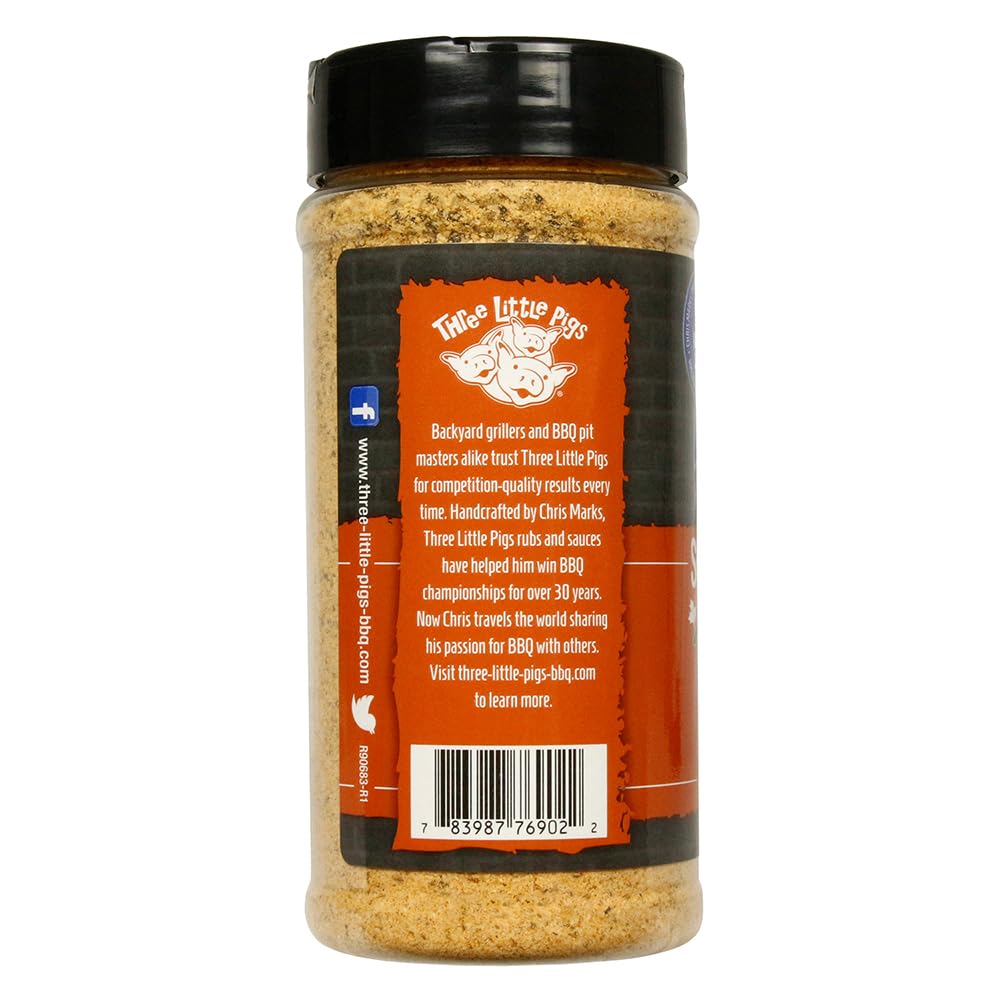 THREE LITTLE PIGS Spicy Honey & Maple BBQ Rub - Sweet Flavor with Jalapenos - 12.3 oz