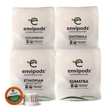 Fresh Roasted Coffee Organic Single Origin Envipods Variety Pack 48 Count for K Cup Brewers