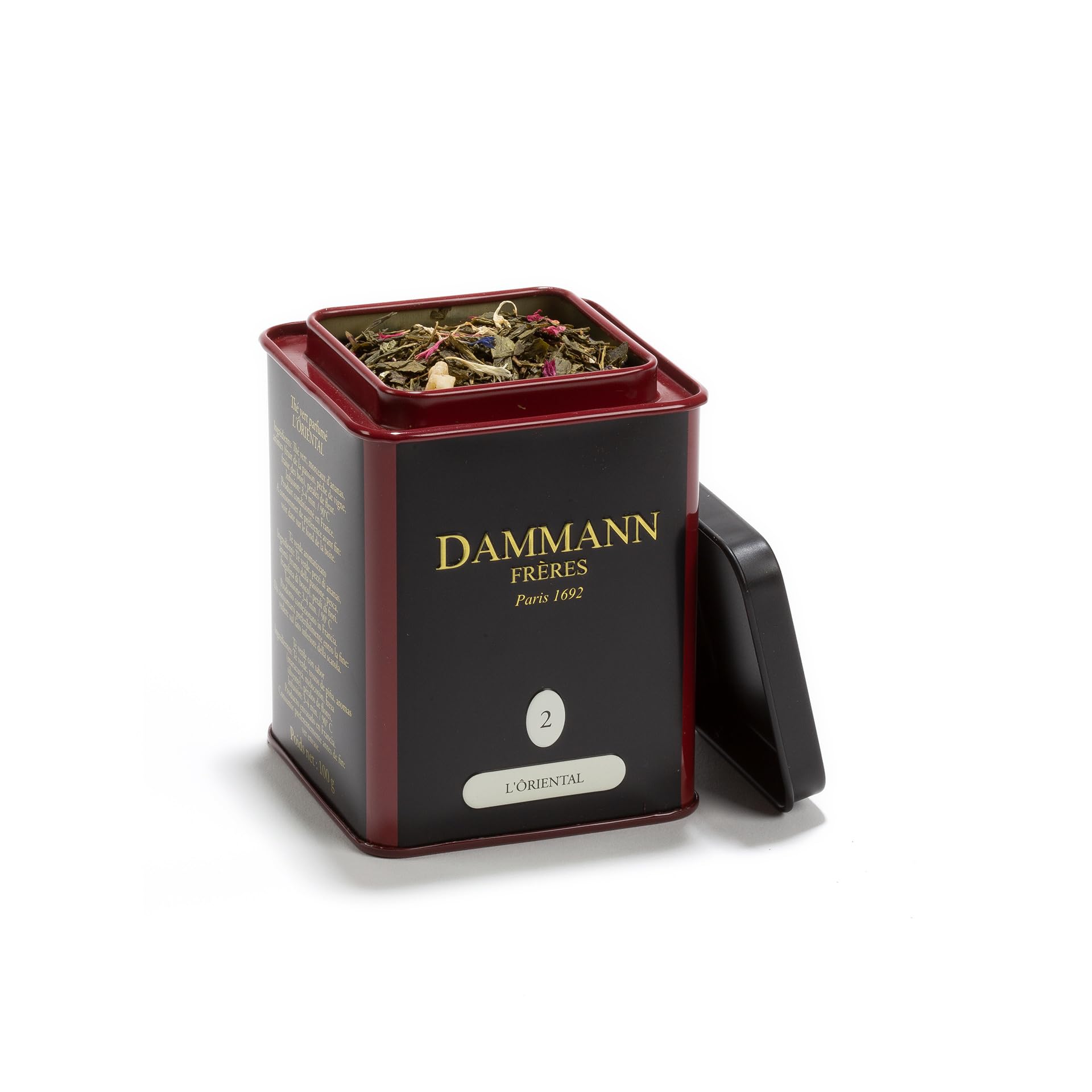Dammann Freres Loose Leaf, L'riental, Premium Gourmet French Green Tea, Blend Passionfruit, Peach, Strawberry Flavors, 3.52 Ounc