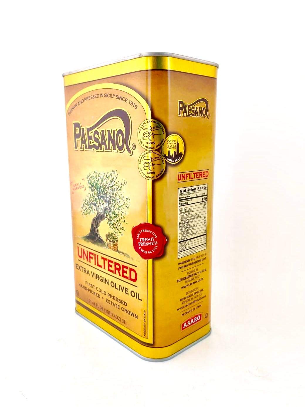 Paesanol Extra Virgin Olive Oil Unfiltered, 101.4 Fl Oz