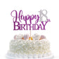 Purple Glitter Happy 18Th Birthday Cake Topper,Hello 18, Forever 18 Party Decoration