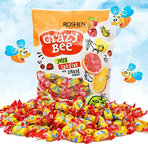 Roshen Crazy Bee Jelly Candy With Fruity Filling, Made With 6 Fruit Juices, Kosher, Halal 2.2Lb/1Kg