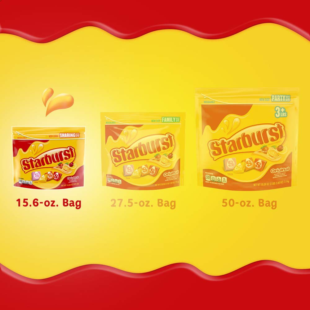 Starburst Chewy Candy, Individually Wrapped Fruit Chews, 15.6 oz Resealable Bag, Orange