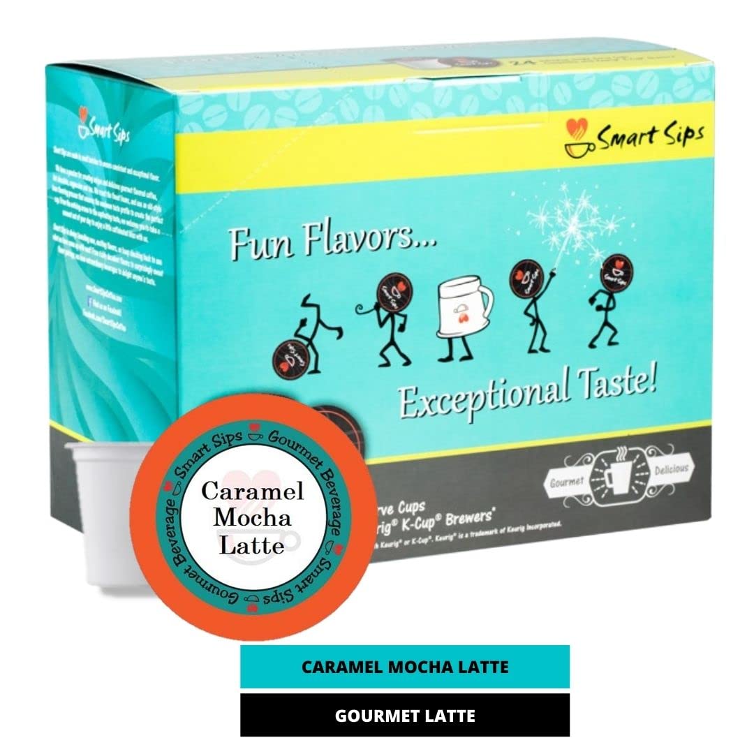 Smart Sips Coffee Caramel Mocha Latte Pods for Keurig K-Cup malt-inspired, 24 Count, Compatible with K-Cup Machines