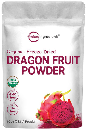 Organic Dragon Fruit Powder, 10oz | 100% Natural Fruit Powder | Freeze-Dried Pink Pitaya Source | No Sugar & Additives | Great F