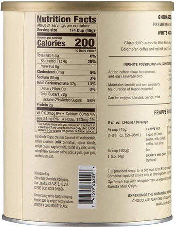 Ghirardelli Mix, White Mocha Frappe, 49.92 oz,(Pack of 1)