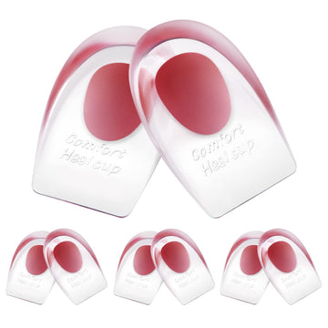 Gel Silicone Heel Cups/Pads - 3 Pair Heel Lifts For Achilles Tendonitis, Shoe Wedge Inserts For Plantar Fasciitis, Sore Heel, Bo