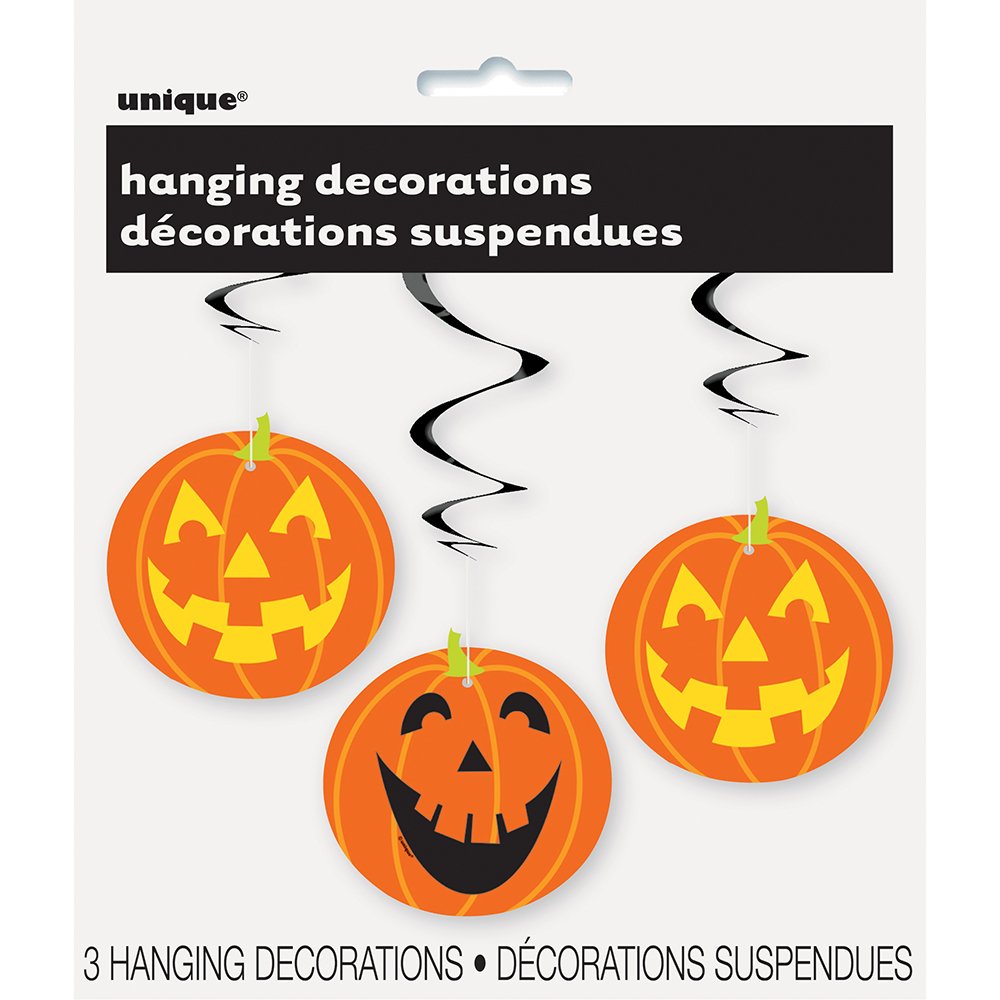 Unique Jack-O-Lantern Hanging Swirl Decorations-26 | Black & Orange | 3 Pcs, 26'', Multi