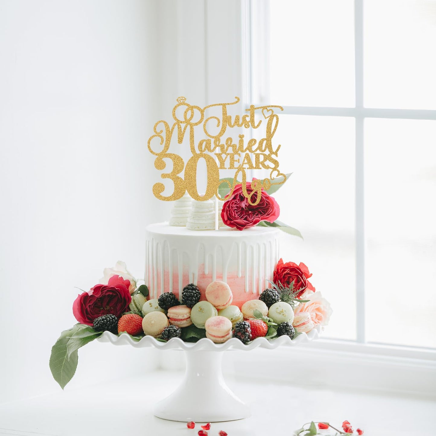 Just Married 30 Years Ago Cake Topper, 30Th Anniversary Cake Decor, 30 Years & Loved, Happy 30Th Wedding Anniversary Party Decor
