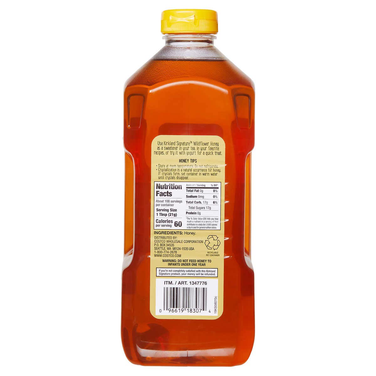 KIRKLAND Signature Premium Wildflower Honey, 100% Pure, 5 Lbs (80 Fl Oz), Model 1347776