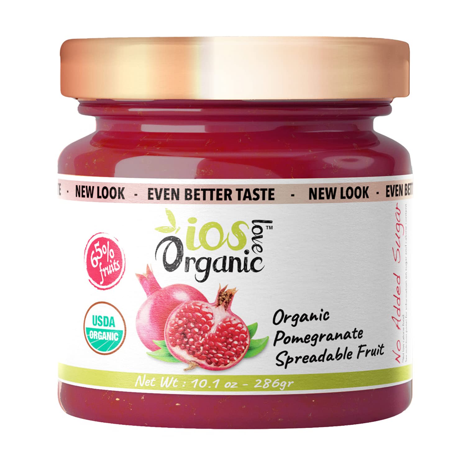IOS Love Organic Spreadable Fruit - USDA Organic, Non-GMO, Vegan, Gluten Free, No Added Sugar, 10.1 Oz (Pomegranate, Pack of 1)