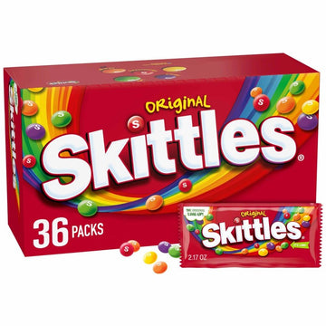 Skittles Candy, Original 2.17-Ounce, 36 Packs Of Individually Wrapped Candy Bulk Box