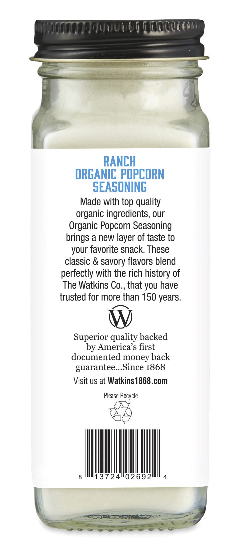 Watkins Gourmet Organic Ranch Popcorn Seasoning, 3.6 Oz