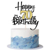 Kaoenla Black Gold Glitter Happy 70th Birthday Cake Topper - Hello 70/Cheers70,Happy fourteen Birthday Anniversary,70years old b