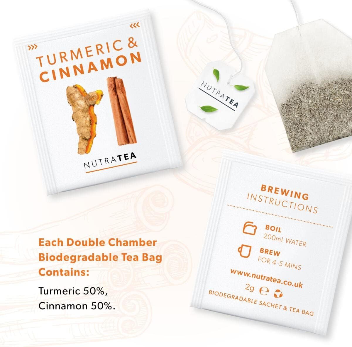 Nutra Tea - Turmeric & Cinnamon Tea - 20 Tea Bags - Herbal Tea
