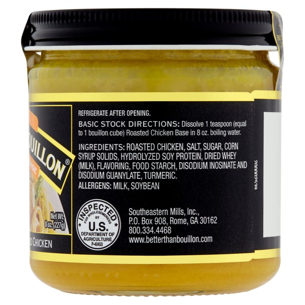 Better Than Bouillon Premium Roasted Chicken Base, 8 Ounce Jar, Pack of 4, Blendable Flavor Enhancer
