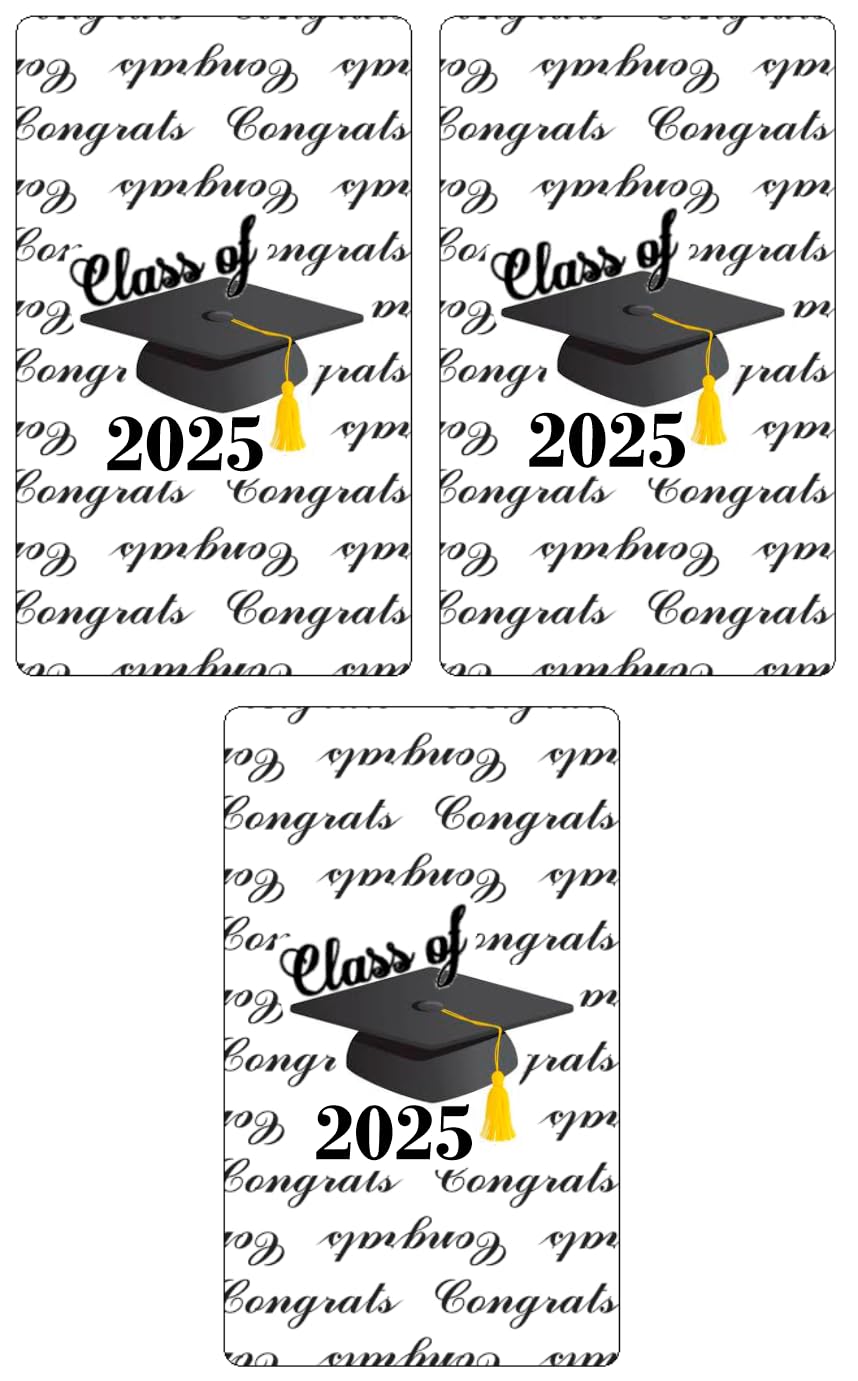 60 Graduation Cap Party Class Of 2025 Miniatures Candy Bar Wrapper, (Set Of 60) Mini Candy Chocolate Bar Stickers, Labels, Candy