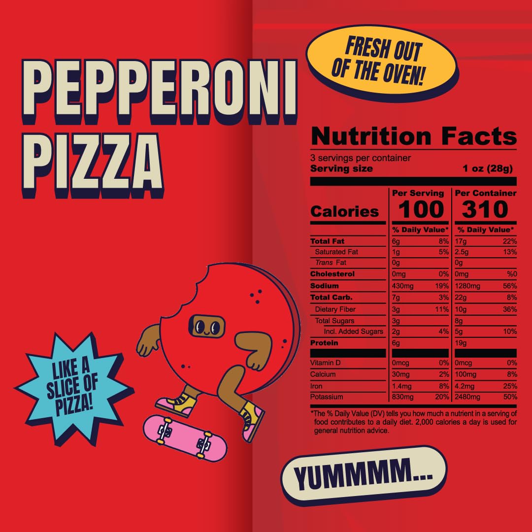 Louisville Vegan Jerky Pepperoni Pizza – Gluten-Free High Protein Snack, 10-Pack, 3 oz Each