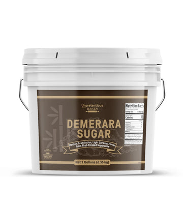 Unpretentious Demerara Sugar, 2 Gallon Bucket, Raw, First-Pressed Sugarcane Crystals For Drinks & Baking (2 Gallon Bucket)