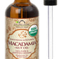US Organic Macadamia Nut Oil, Unrefined Virgin, Cold Pressed, 2 Fl Oz, Golden Yellow, Amber Glass Bottle with Dropper