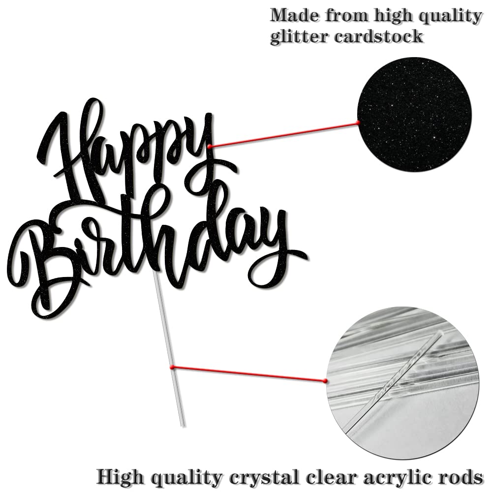 Notbadsys Happy Birthday Cake Decorations, Gold Double-Sided Glitter Letters, Birthday Party Supplies, Cake Topper Decorations (
