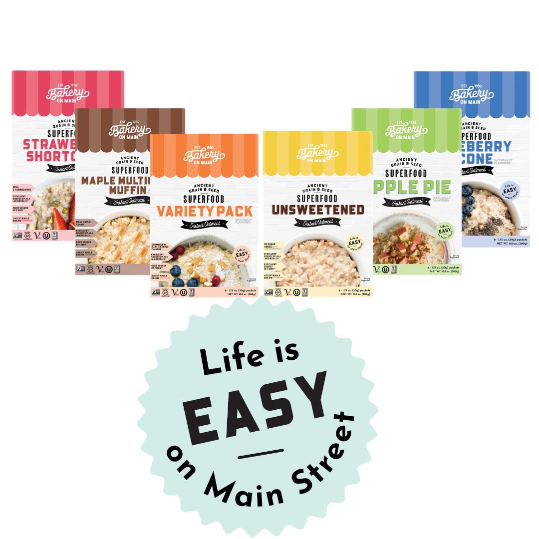Bakery On Main, Gluten-Free Instant Oatmeal, Vegan & Non GMO - Apple Pie, 10.5oz (Pack of 1)