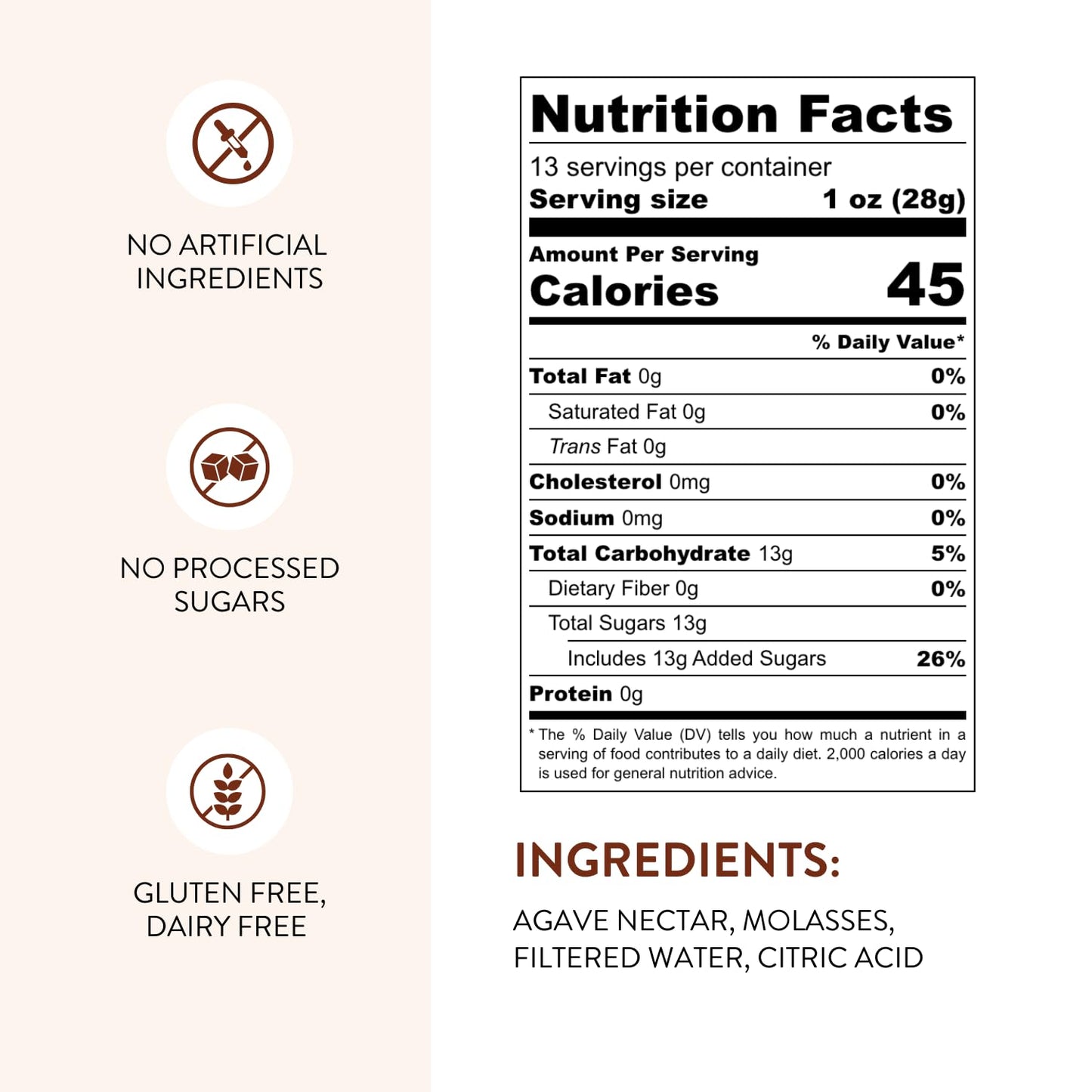TUTURU Botanical Coffee Brown Sugar Agave Simple Syrup - Sweetened with Raw Agave Nectar, 13.5 Fl Oz