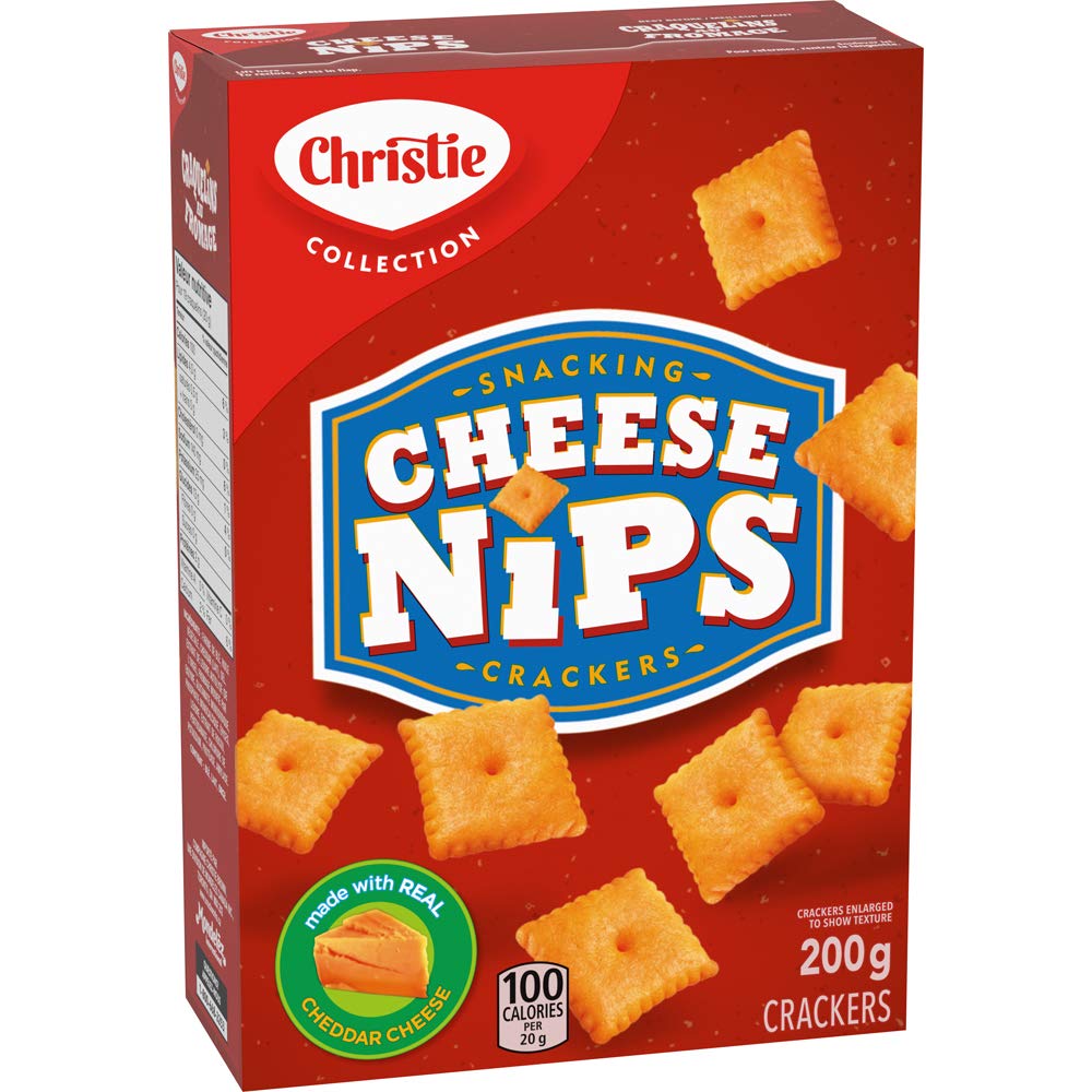 CHRISTIE Cheese Nips Cheddar Baked Snack Crackers, 200g Box - Deliciously Crunchy Snack