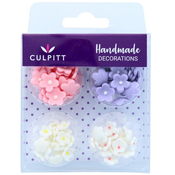 Culpitt Mini Flowers Assorted Sugar Pipings, 6mm and 10mm Sugar Paste Flowers with Royal Icing Centre, Decoration for Cupcakes a
