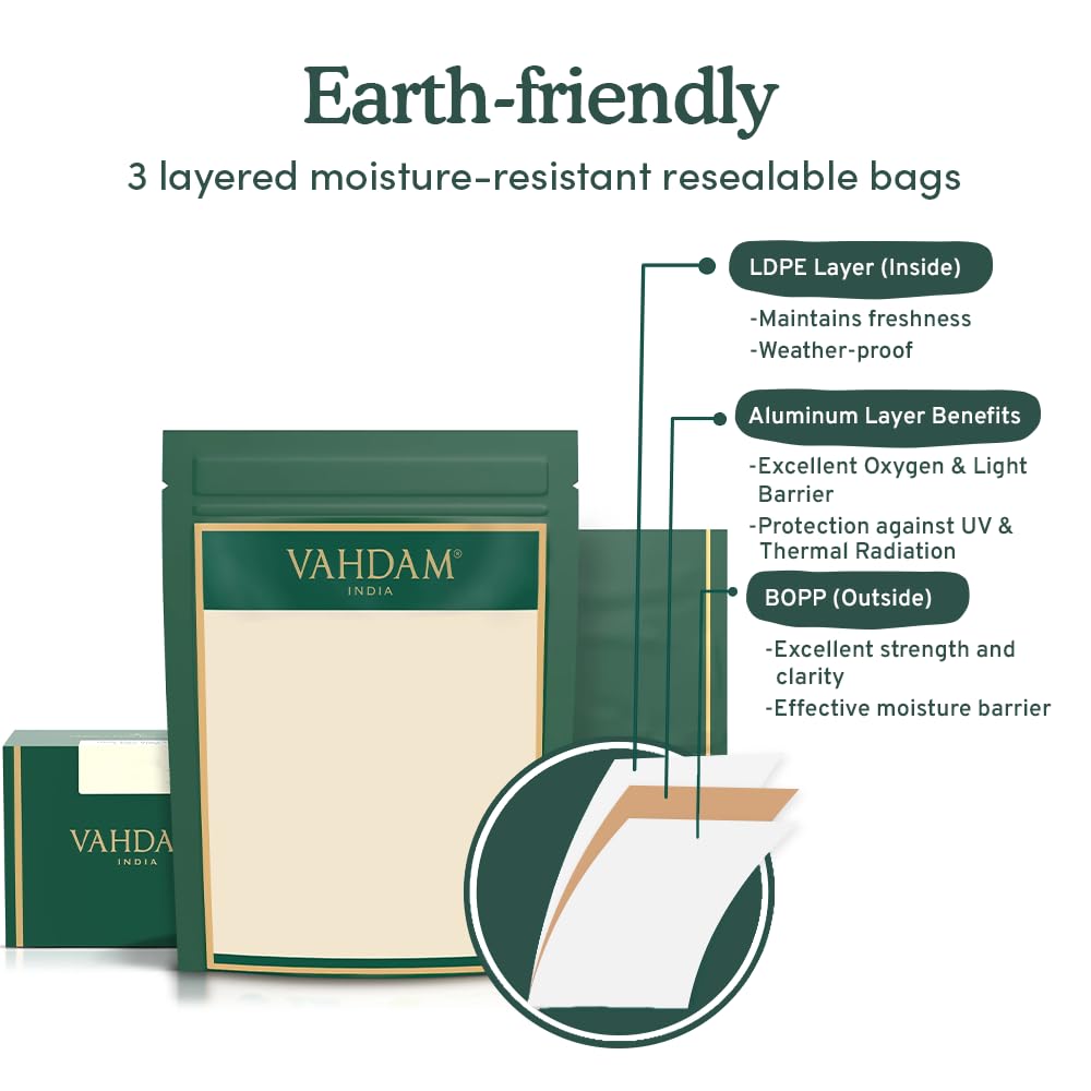 Vahdam, Himalayan Pearls Green Tea Loose Leaf | 3.53 Oz (50 Cups) High Elevation Grown Green Tea Leaves From Himalayas | Pure Un